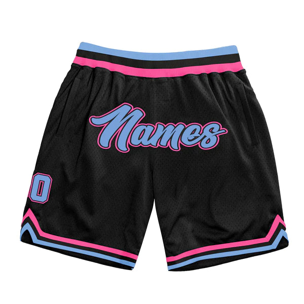 Front view of Cotton Shorts Men Black Pink Outlines – Qintaar