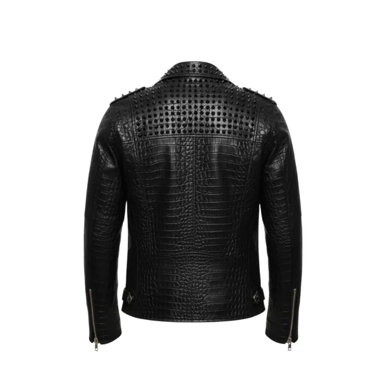 Crocodile Pattern Studded Jacket