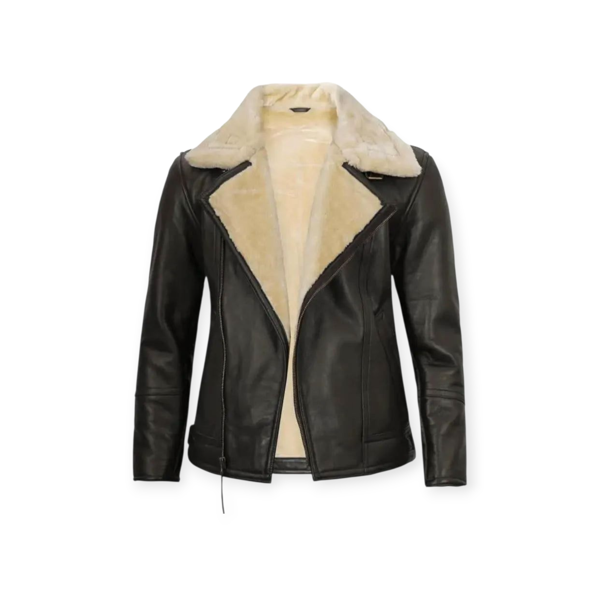 Classic Shearling Collar Leather Jacket