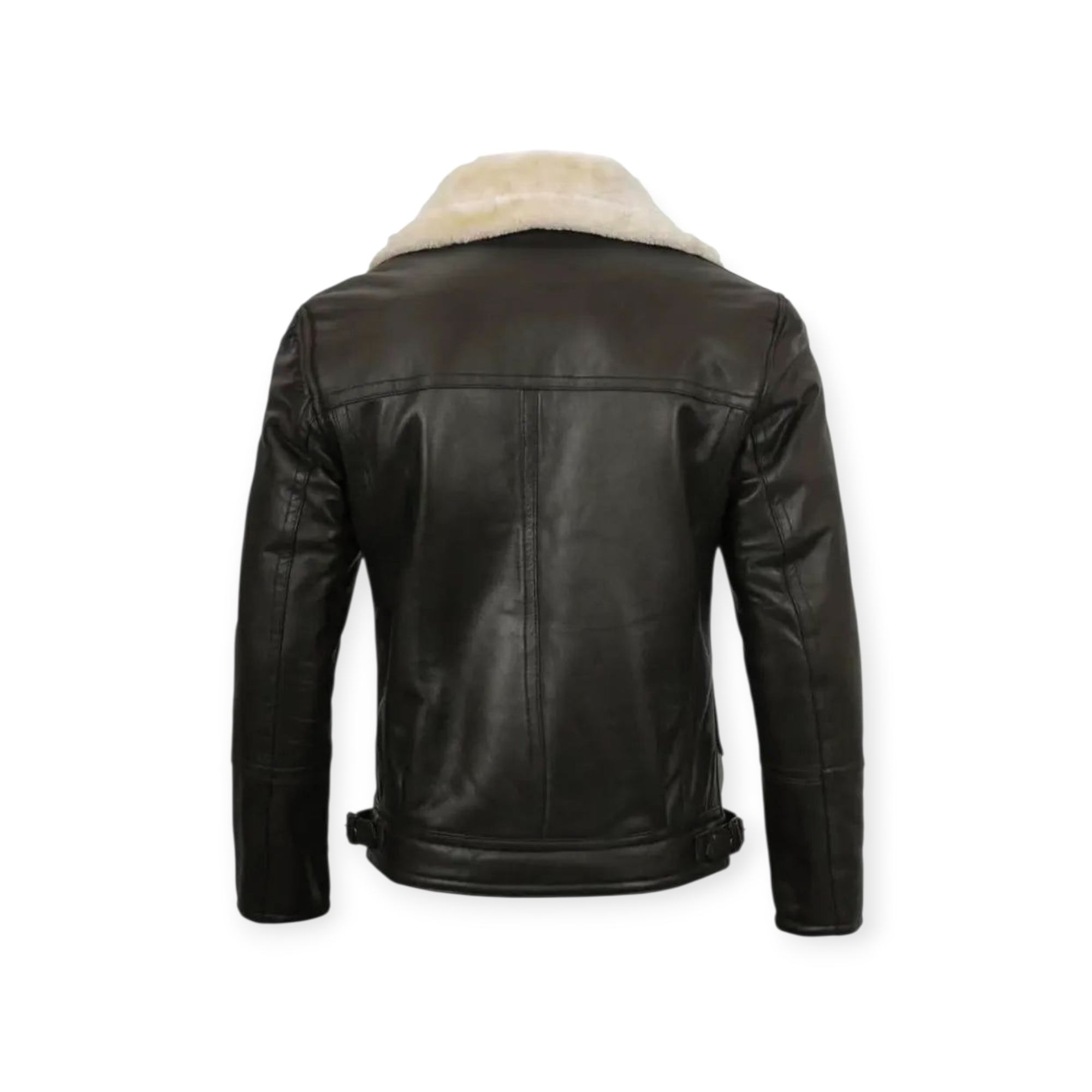 Classic Shearling Collar Leather Jacket