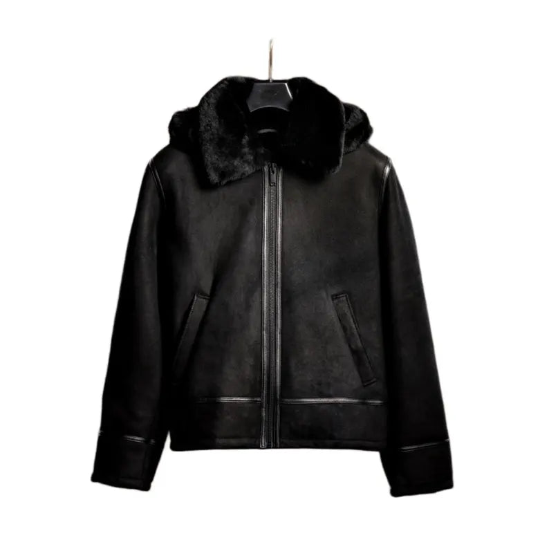 Suede Shearling Leather Jacket – Full Fur Lined