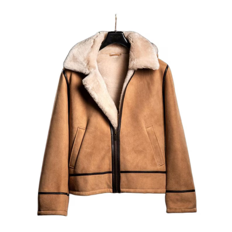 Suede Shearling Leather Jacket – Full Fur Lined