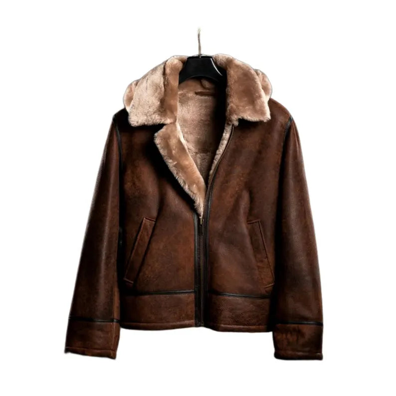 Suede Shearling Leather Jacket – Full Fur Lined