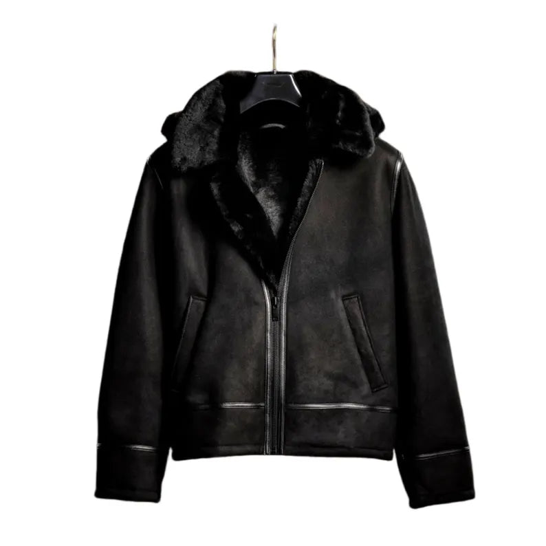 Suede Shearling Leather Jacket – Full Fur Lined