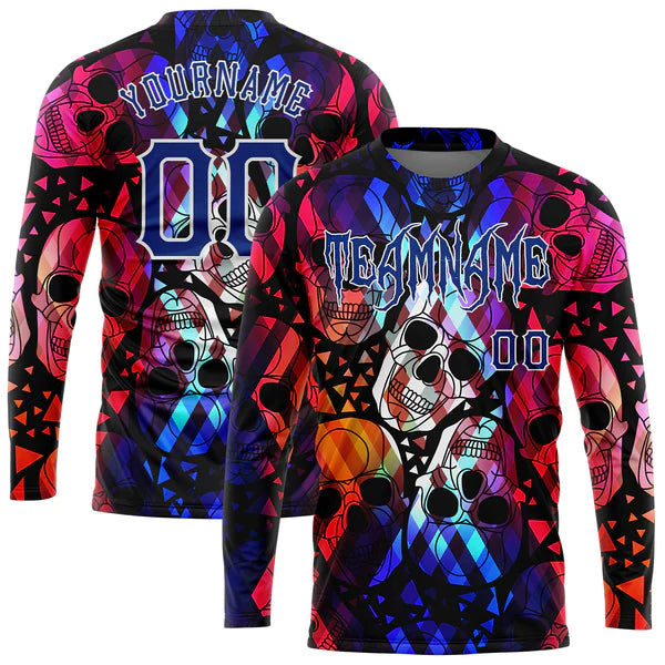 Combined front and back view of attractive Designer T-Shirt with vibrant multicolored floral pattern and custom name placeholder – Qintaar