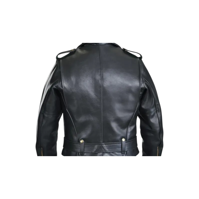 Black Cowhide Biker Jacket – Gold Edition