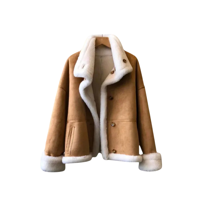 Women’s Tan Shearling Suede Jacket