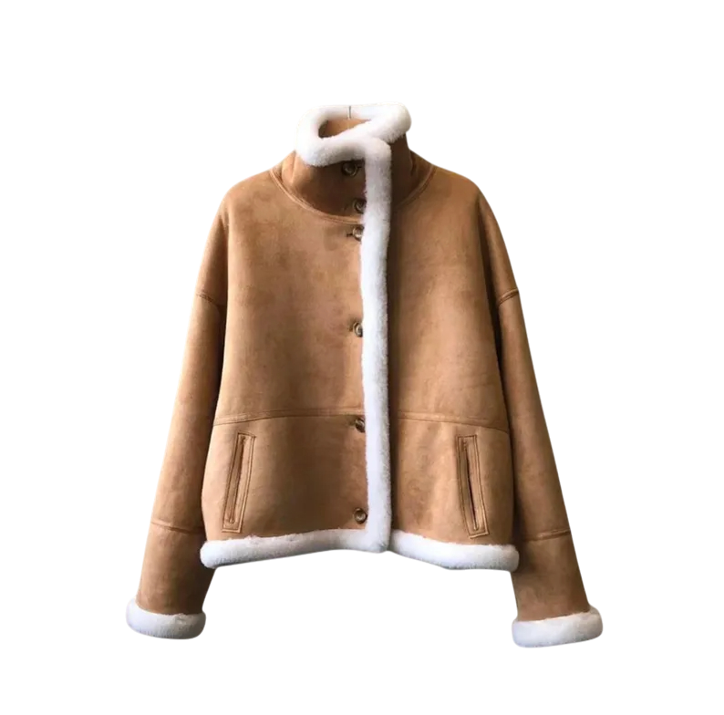 Women’s Tan Shearling Suede Jacket